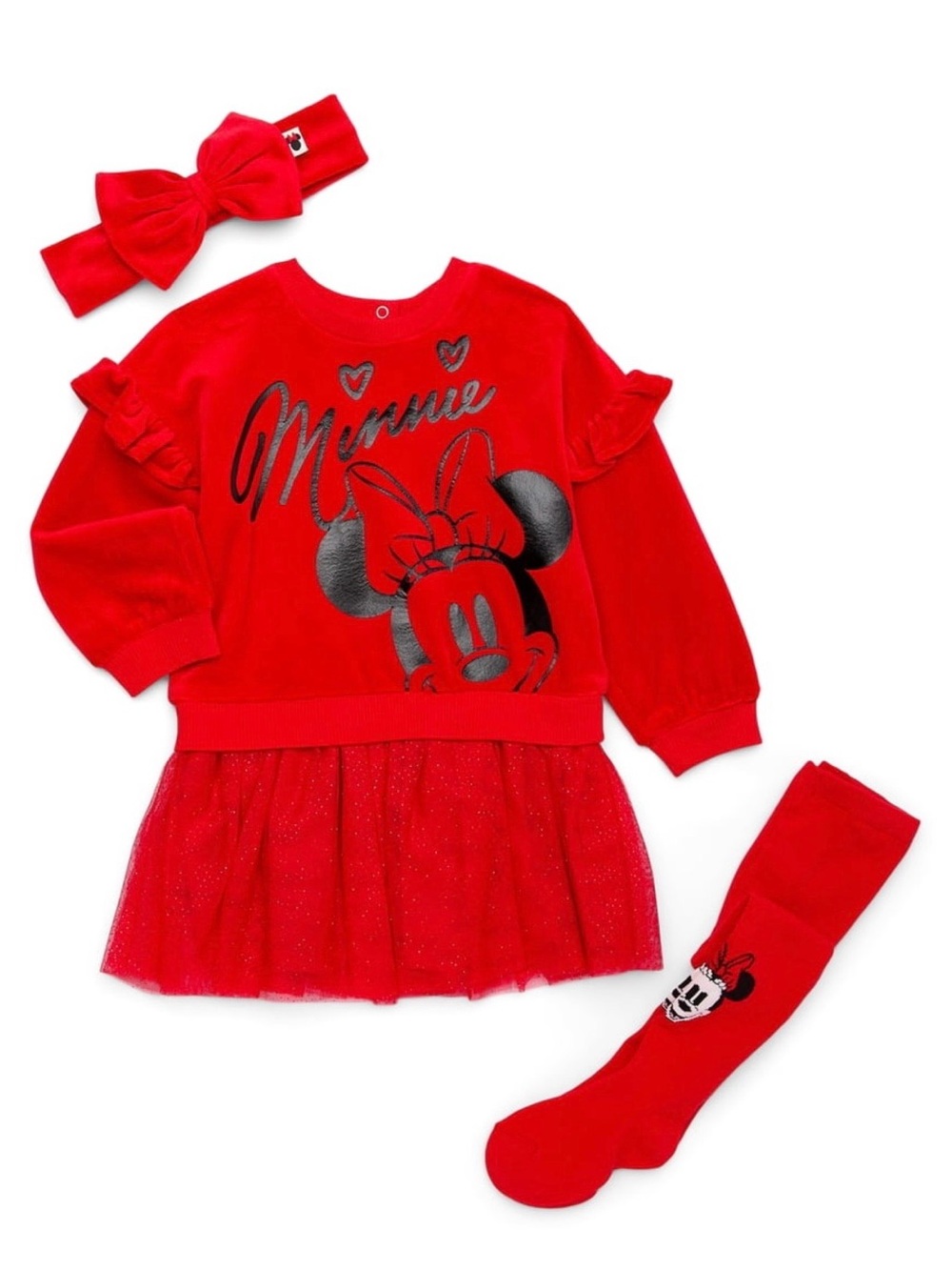 Disney Minnie Mouse Baby Girl Red Dress 3 Piece Set Size 3-6M - Picture 8 of 9